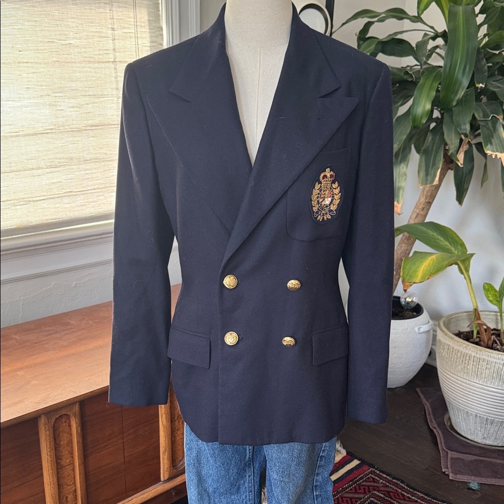 Vintage Polo Ralph Lauren Navy Blazer with Gold Buttons
